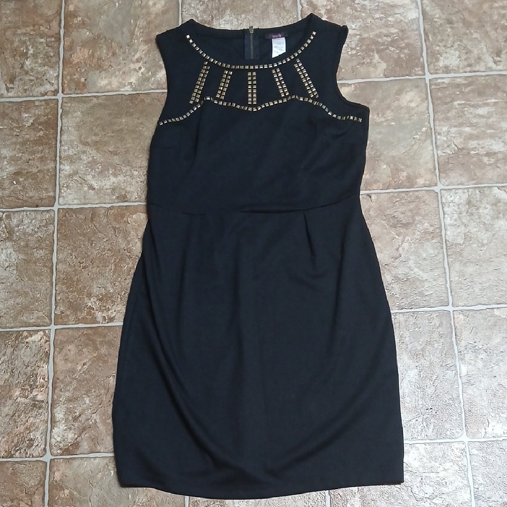 Mark. Black Midi Dress with Gold Accents Size Large